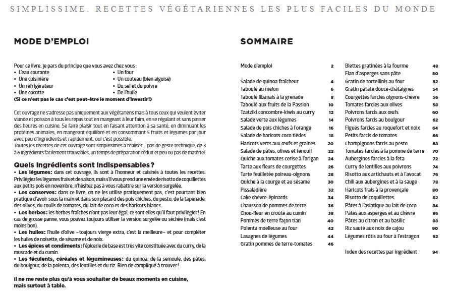 Simplissime_RecettesVegetariennesLesPlusFaciles_Sommaire